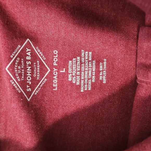 St. John's Bay Burgundy Legacy Polo Size Large - Picture 2 of 3